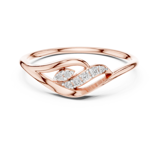Open Leaf Wave Moissanite Ring in rose 925 sterling silver, view 4