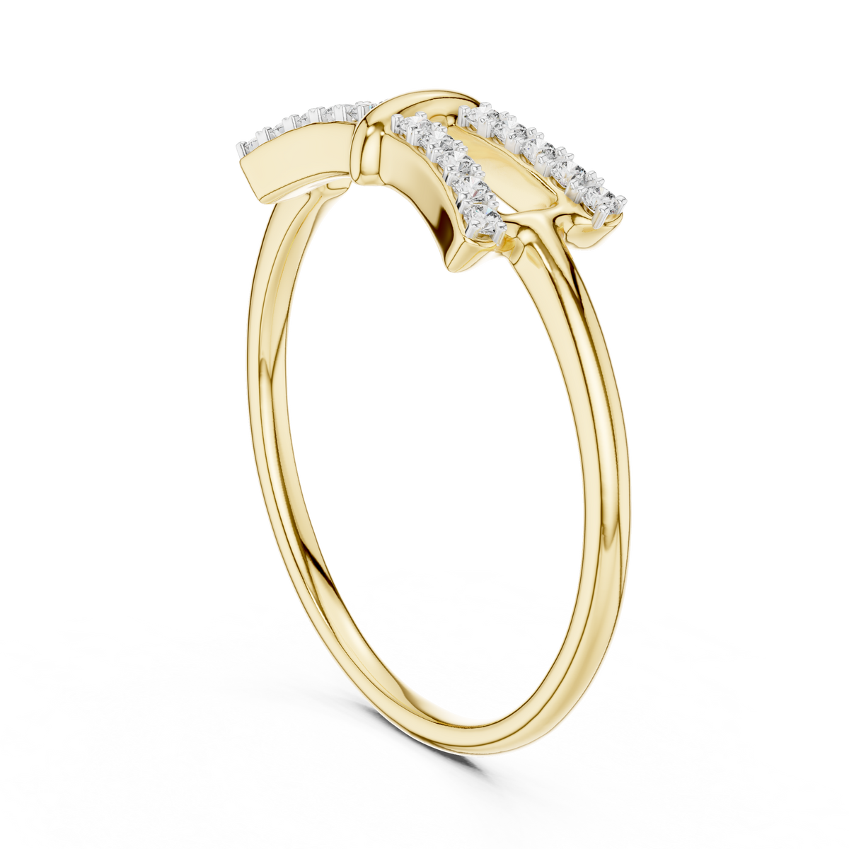 Double Bar Pavé Moissanite Ring in yellow 925 sterling silver, view 1