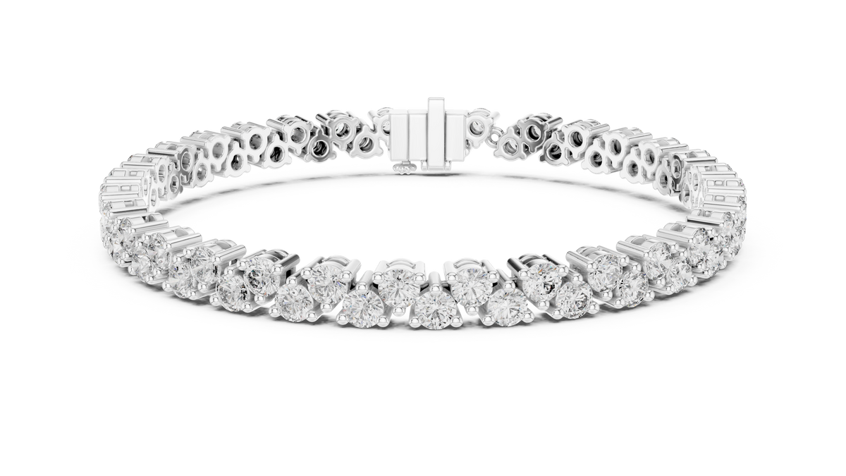 Round Moissanite Loop Link Tennis Bracelet in white 925 sterling silver, view 1