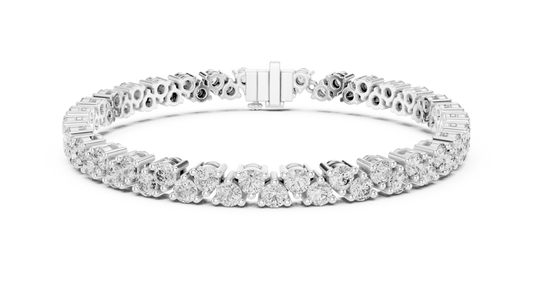 Round Moissanite Loop Link Tennis Bracelet in white 925 sterling silver, view 1