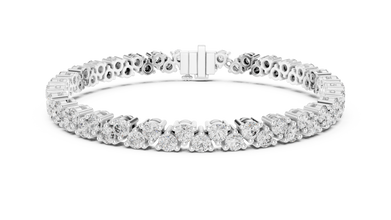 Round Moissanite Loop Link Tennis Bracelet in white 925 sterling silver, view 1