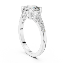 Round Moissanite Engagement Ring with Marquise Accents in white 925 sterling silver, view 1