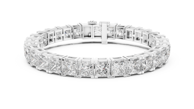 Princess Cut Moissanite Tennis Bracelet in white 925 sterling silver, view 1