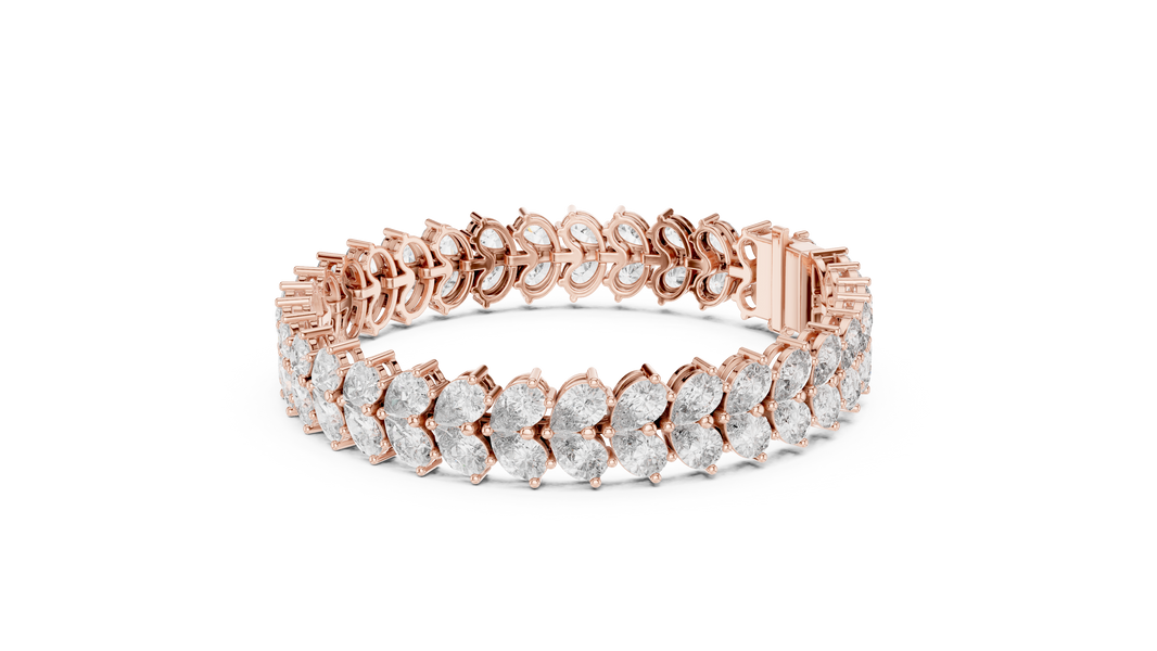 Pear Cluster Moissanite Statement Bracelet in rose 925 sterling silver, view 2