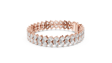 Pear Cluster Moissanite Statement Bracelet in rose 925 sterling silver, view 2