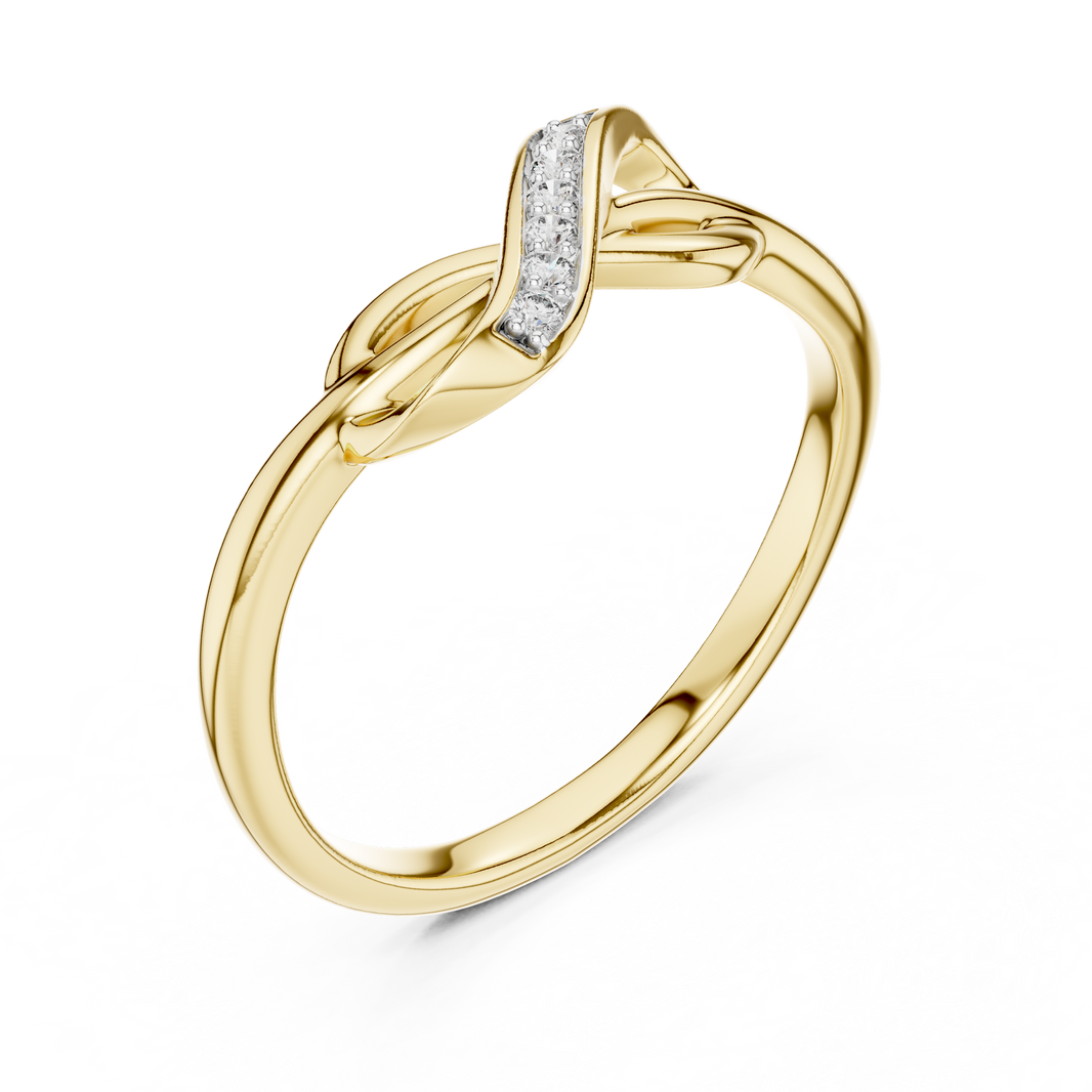 Pavé Infinity Twist Moissanite Ring in yellow 925 sterling silver, view 2