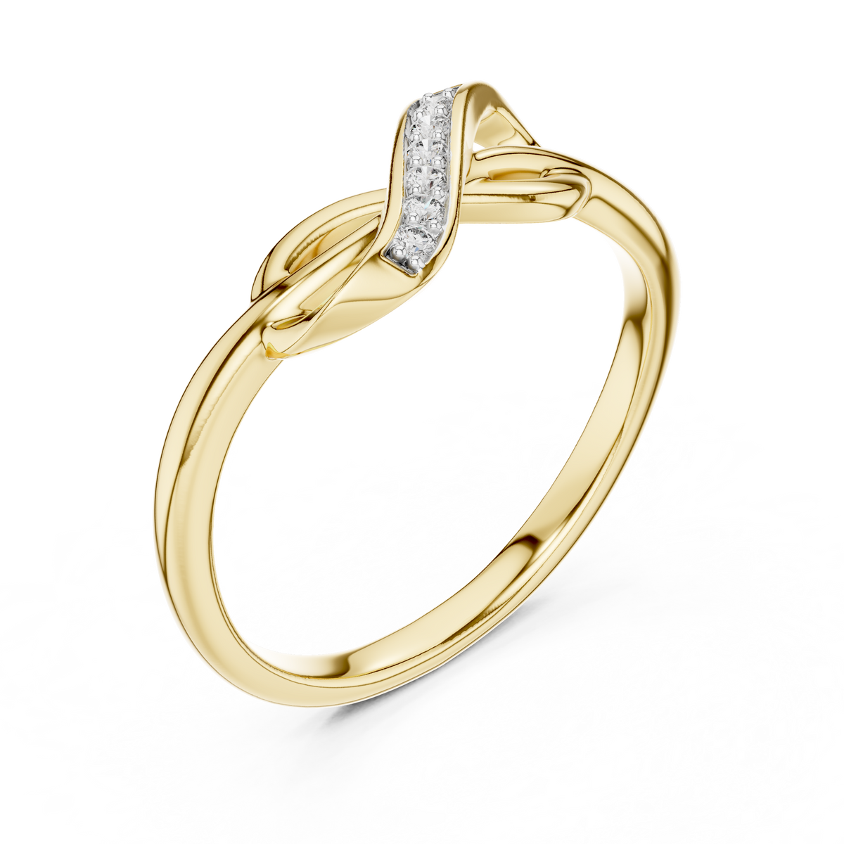 Pavé Infinity Twist Moissanite Ring in yellow 925 sterling silver, view 2