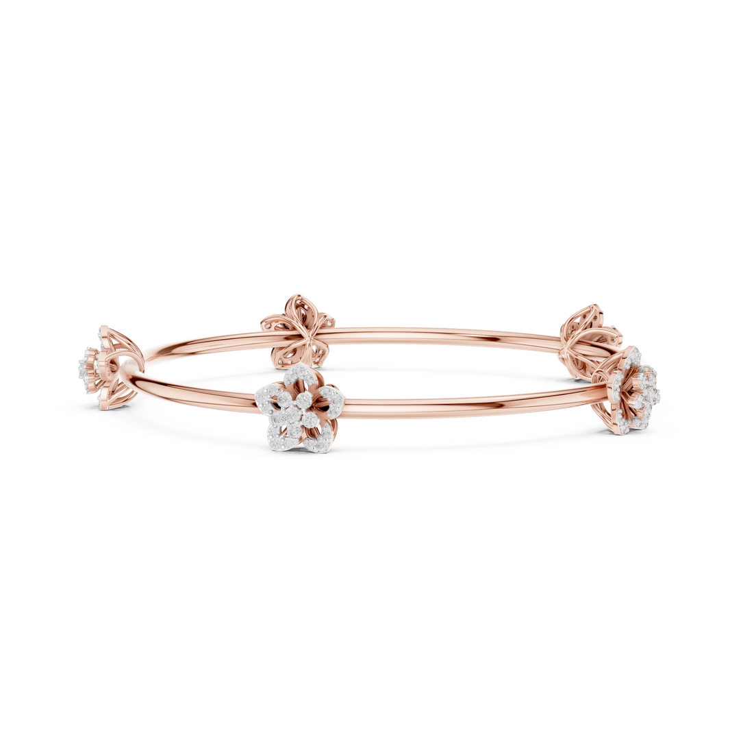 Floral Cluster Moissanite Bangle in rose 925 sterling silver, view 3