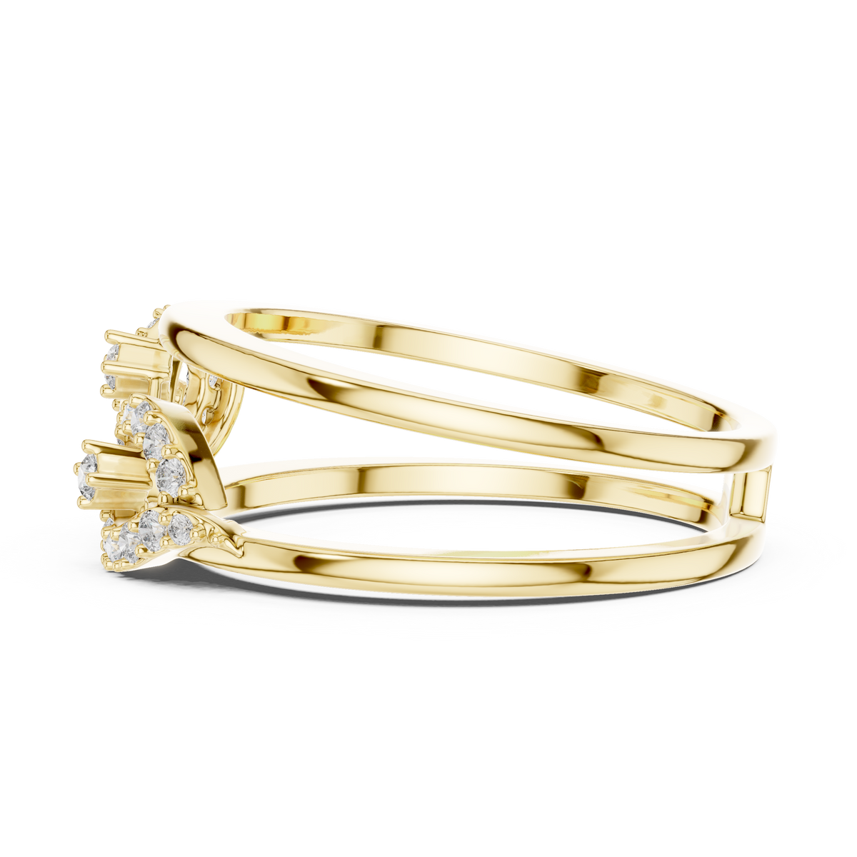 Pavé Infinity Loop Double Band Moissanite Ring in yellow 925 sterling silver, view 3