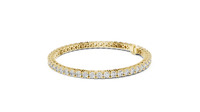 Round Four Prong Moissanite Tennis Bracelet in yellow 925 sterling silver, view 2