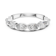 East-West Oval Moissanite Half Eternity Band in white 925 sterling silver, view 4