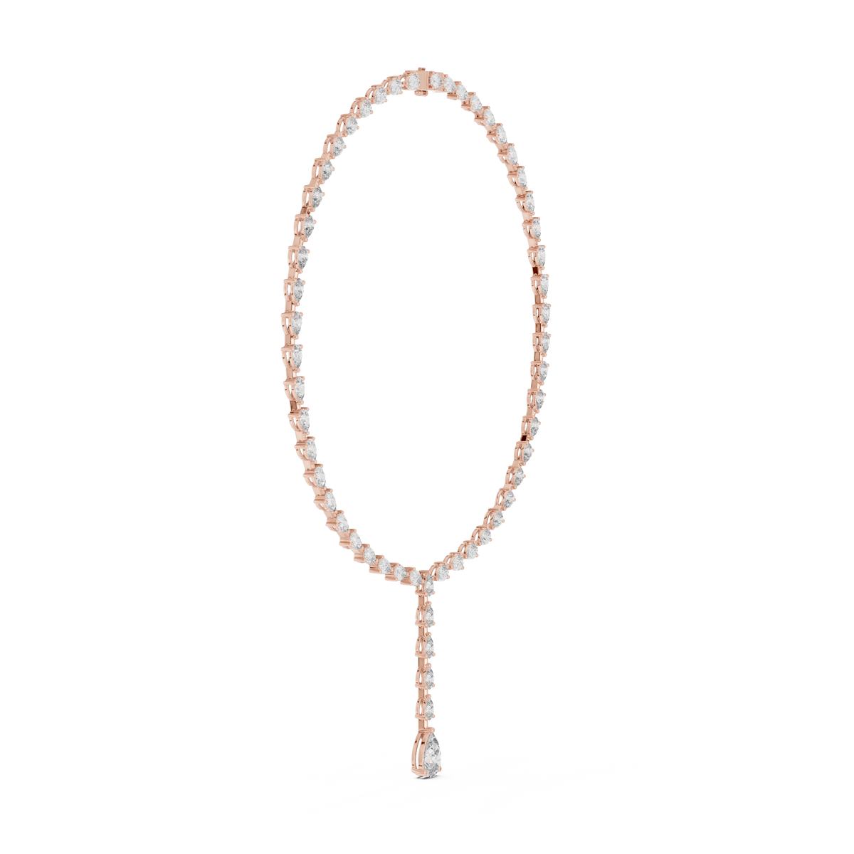 Pear Lariat Y Necklace in rose 925 sterling silver, view 3