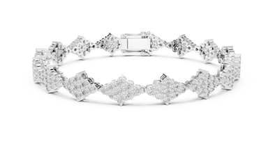 Diamond Shape Cluster Moissanite Bracelet in white 925 sterling silver, view 1