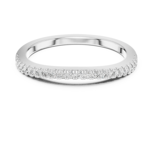 Round Moissanite Pavé Half Eternity Band in white 925 sterling silver, view 4