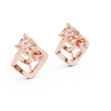 Round moissanite pave chevron stud earrings in rose 925 sterling silver, view 3