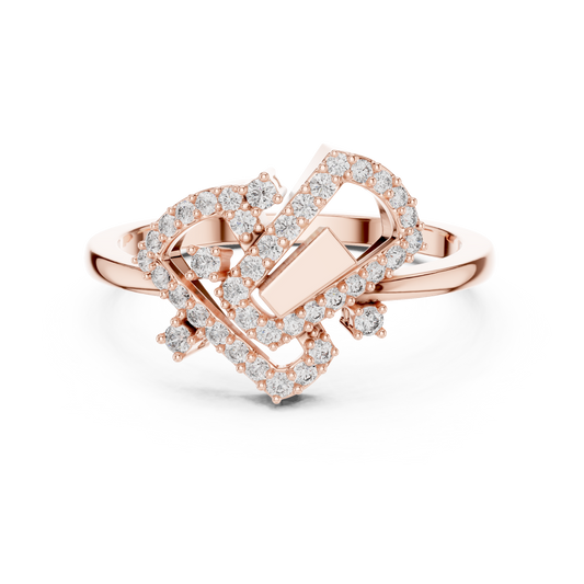 Interlocking Frames Pavé Moissanite Cocktail Ring in rose 925 sterling silver, view 4