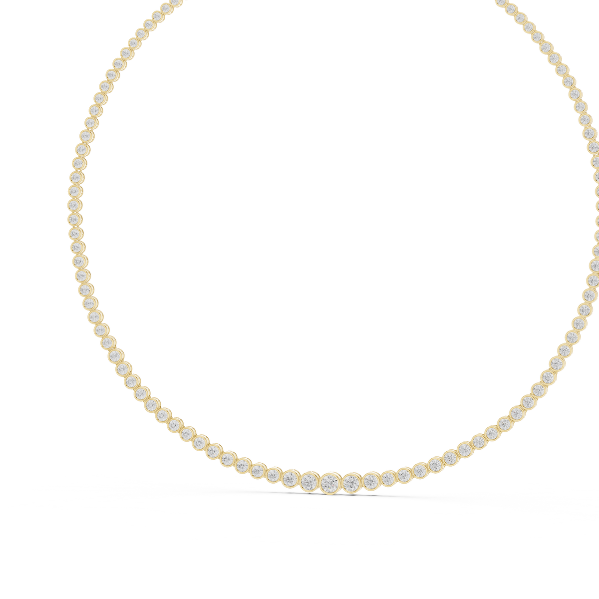 Graduated Bezel Round Necklace in yellow 925 sterling silver, view 2