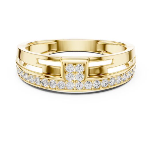 Two-Tier Pavé Moissanite Band with Square Accent in yellow 925 sterling silver, view 4