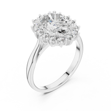 Oval Halo Moissanite Engagement Ring in white 925 sterling silver, view 2