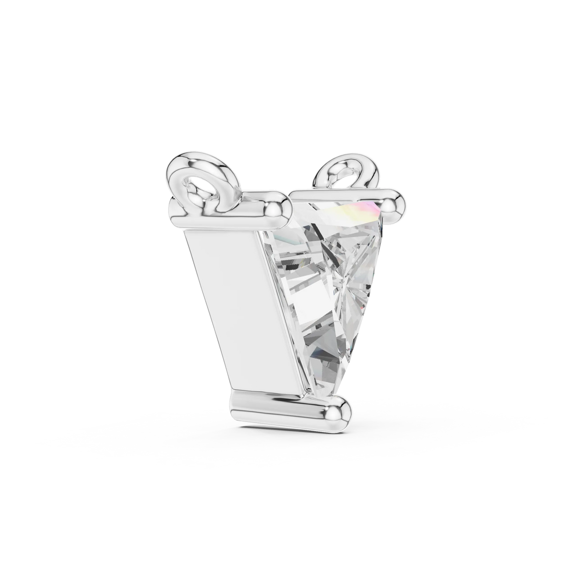 Trillion Moissanite Solitaire Pendant in white 925 sterling silver, view 3