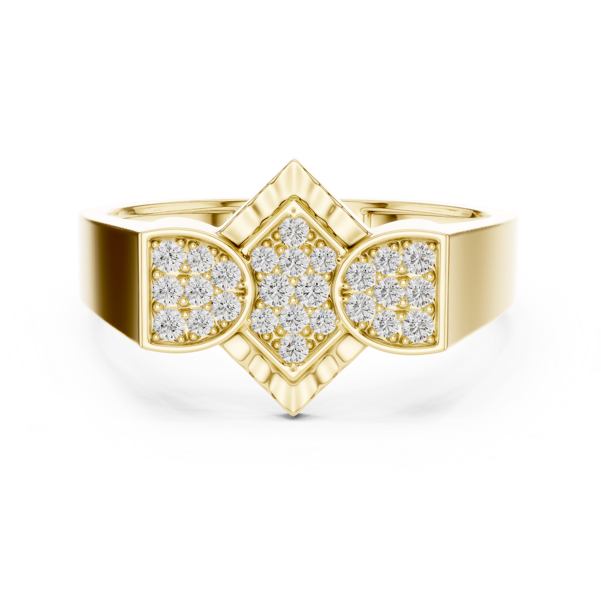 Men's Pavé Rhombus Wide Moissanite Band in yellow 925 sterling silver, view 4