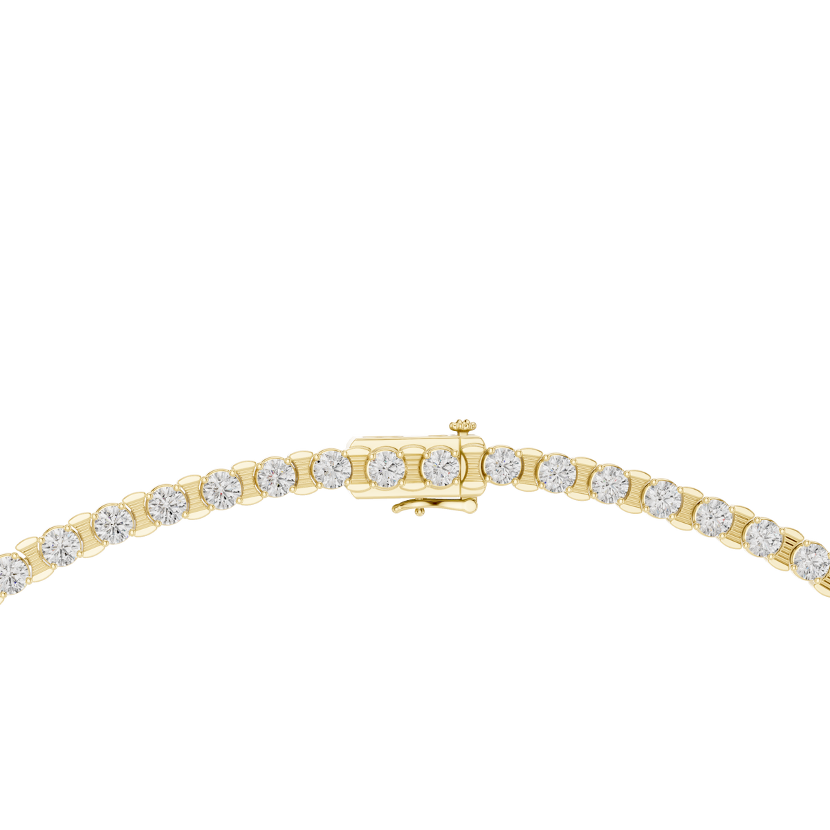 3.3mm Round Tennis Necklace in yellow 925 sterling silver, view 4