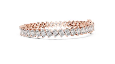 Diagonal Emerald Cut Moissanite Tennis Bracelet in rose 925 sterling silver, view 4