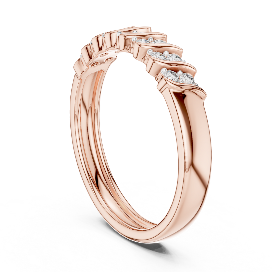 Twisted Link Moissanite Band in rose 925 sterling silver, view 1