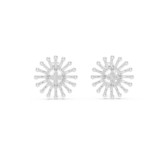Moissanite Starburst Stud Earrings in white 925 sterling silver, view 4
