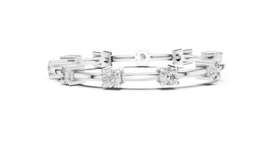 Round Moissanite Station Bar Bracelet in white 925 sterling silver, view 4
