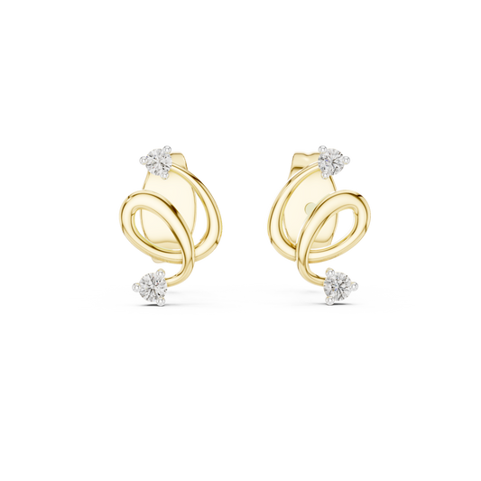 Moissanite Swirl Stud Earrings in yellow 925 sterling silver, view 4