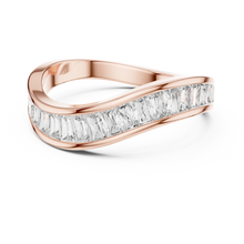 Baguette Moissanite Curved Contour Band in rose 925 sterling silver, view 4