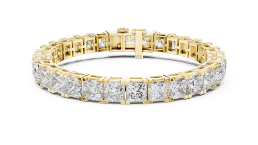 Princess Cut Moissanite Tennis Bracelet in yellow 925 sterling silver, view 1