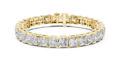 Princess Cut Moissanite Tennis Bracelet in yellow 925 sterling silver, view 1