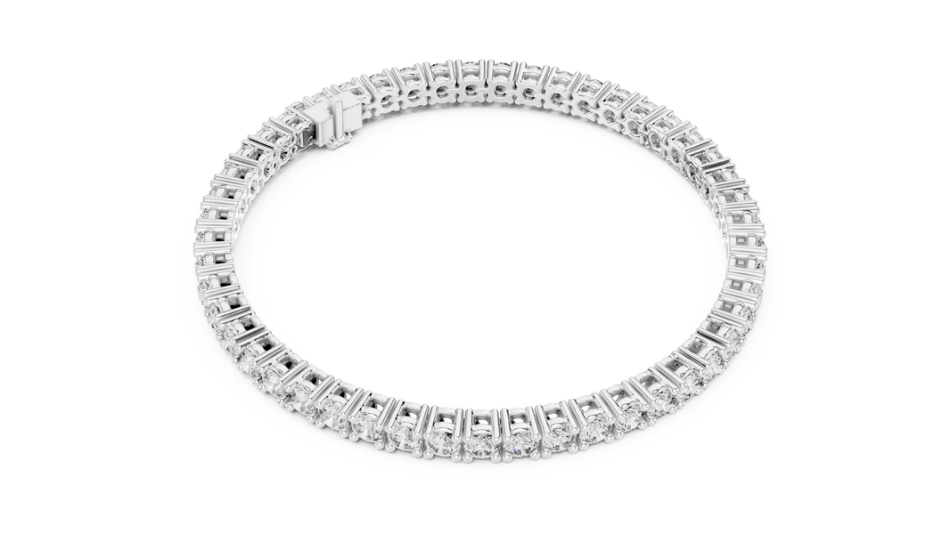 Round Four Prong Moissanite Tennis Bracelet in white 925 sterling silver, view 3