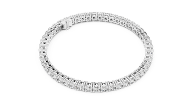 Round Four Prong Moissanite Tennis Bracelet in white 925 sterling silver, view 3