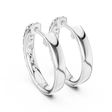 Moissanite huggie hoop earrings in white 925 sterling silver, view 3
