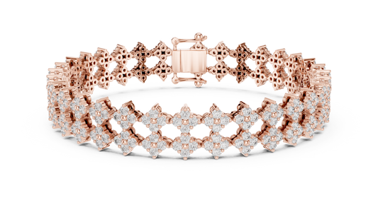 Cross Cluster Moissanite Tennis Bracelet in rose 925 sterling silver, view 1