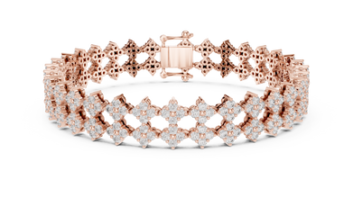Cross Cluster Moissanite Tennis Bracelet in rose 925 sterling silver, view 1