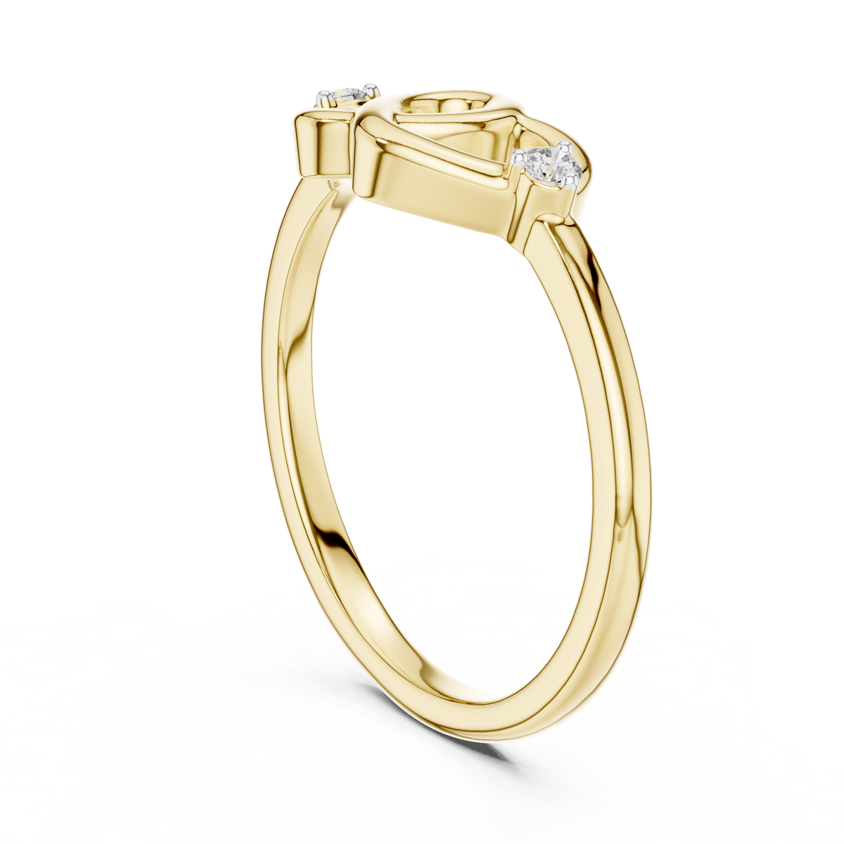 Interlocking Hearts Moissanite Ring in yellow 925 sterling silver, view 1
