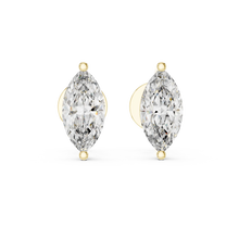 Marquise moissanite stud earrings in yellow 925 sterling silver, view 4
