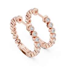 Moissanite milgrain bezel inside out hoop earrings in rose 925 sterling silver, view 2