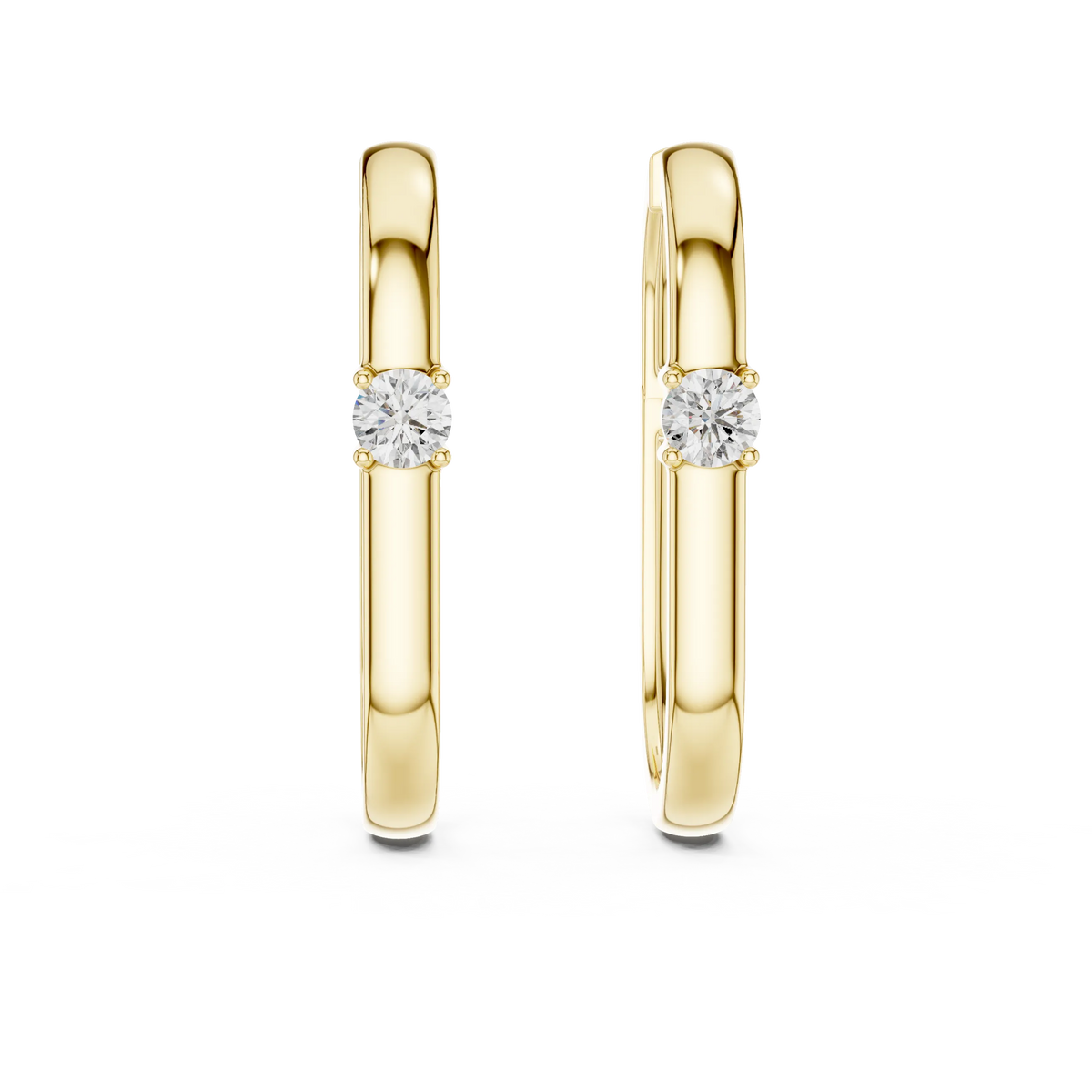 Moissanite solitaire oval hoop earrings in yellow 925 sterling silver, view 4