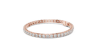 Square Cushion Cut Moissanite Tennis Bracelet in rose 925 sterling silver, view 2