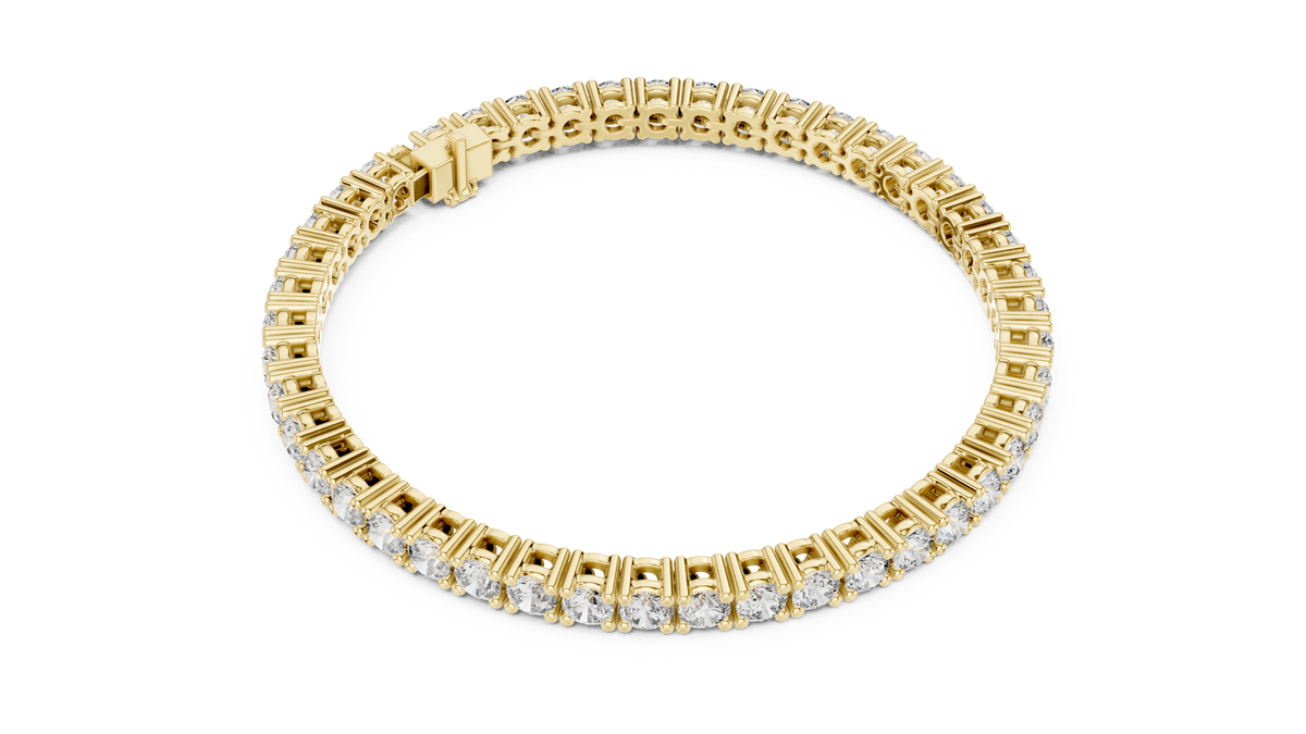 3.5 mm Round Moissanite Tennis Bracelet in yellow 925 sterling silver, view 3