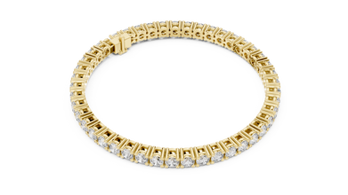 3.5 mm Round Moissanite Tennis Bracelet in yellow 925 sterling silver, view 3