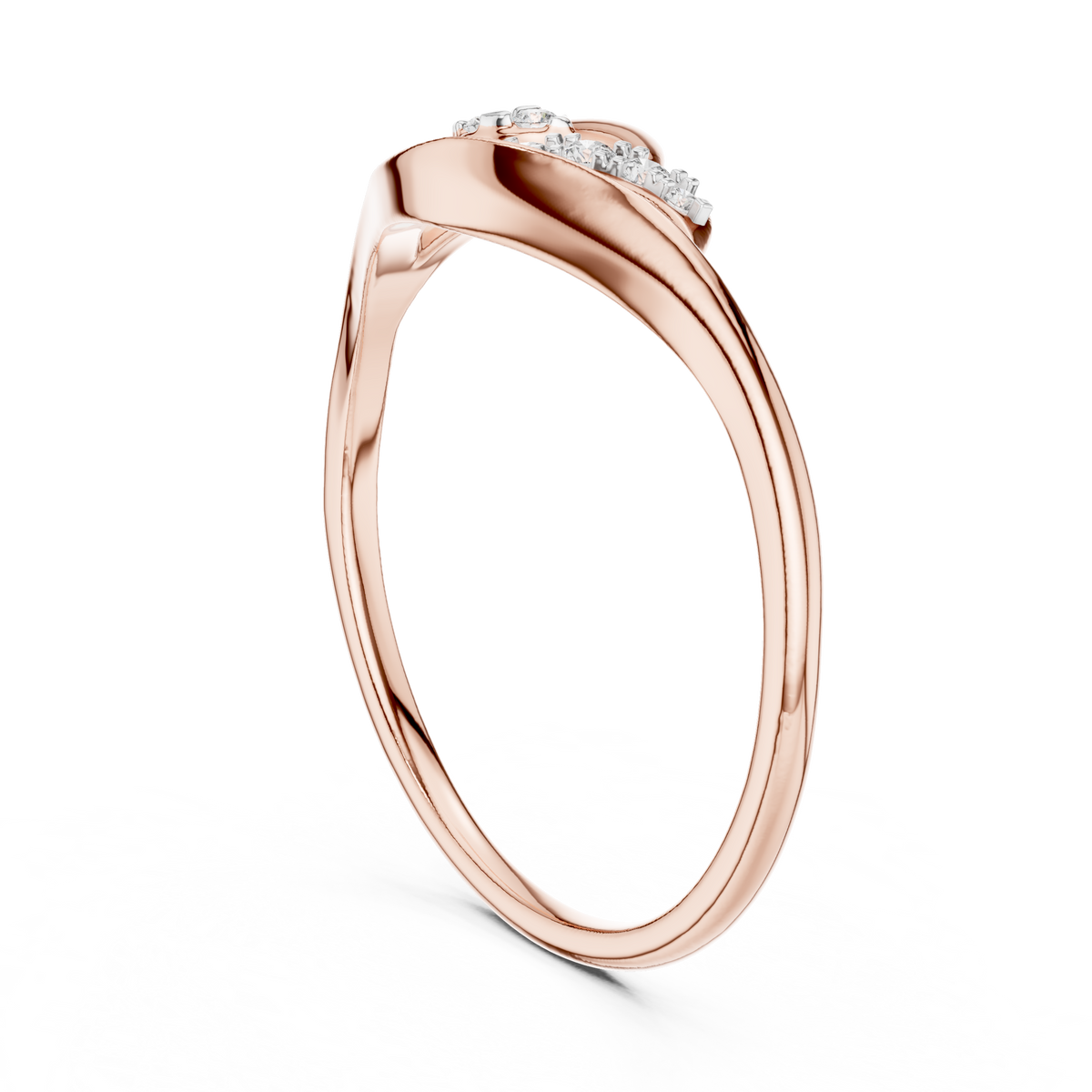 Open Leaf Wave Moissanite Ring in rose 925 sterling silver, view 1