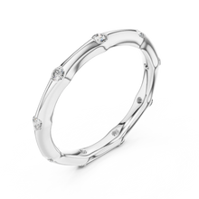 Bezel Station Moissanite Band in white 925 sterling silver, view 2