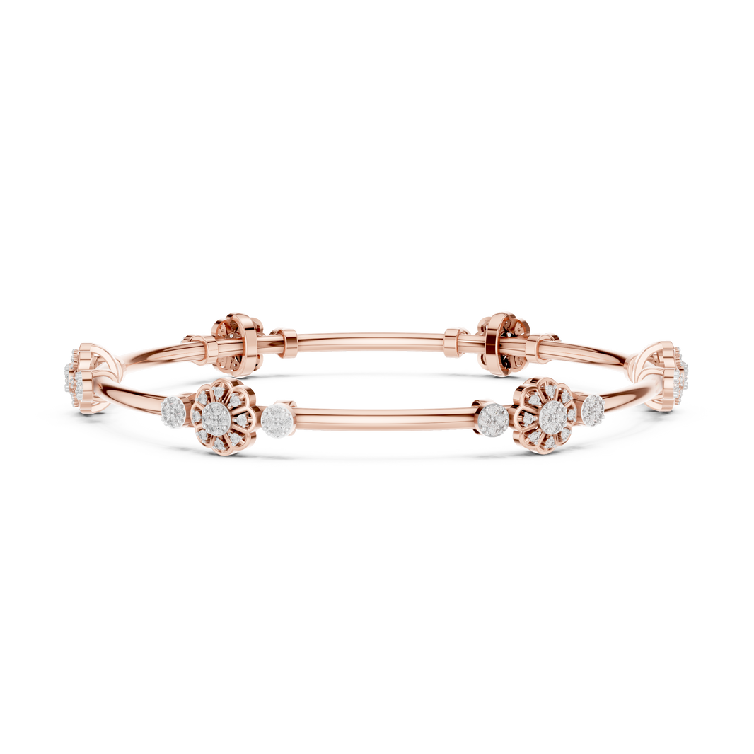 Flower Cluster Moissanite Bangle in rose 925 sterling silver, view 3