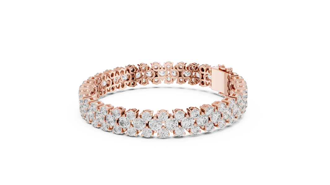 Round Cluster Moissanite Statement Bracelet in rose 925 sterling silver, view 2